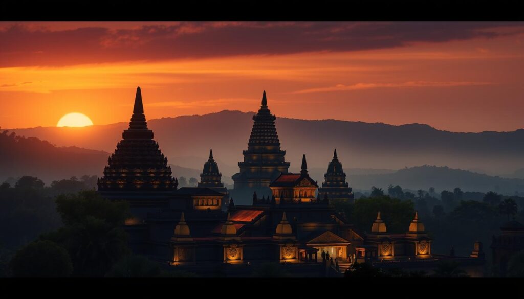 Gambar Candi Borobudur saat sunrise