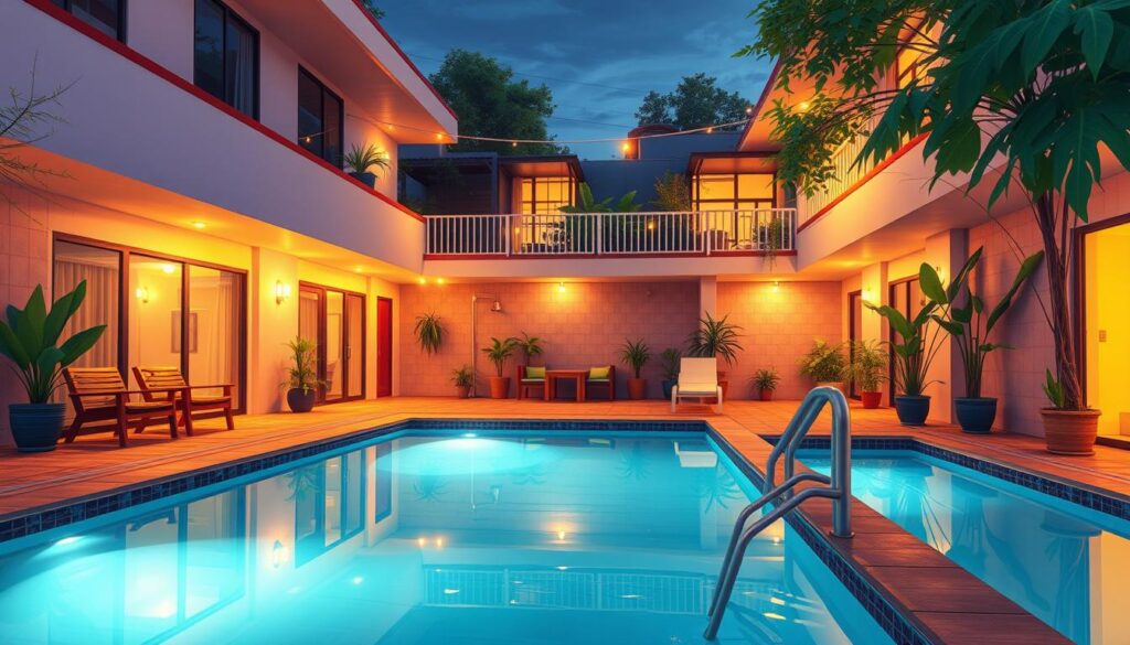 Image of a budget hotel in Yogyakarta with a pool